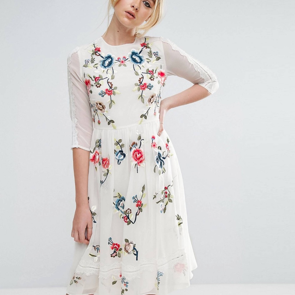 ASOS white embroidered dress
